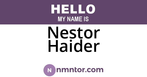 Nestor Haider