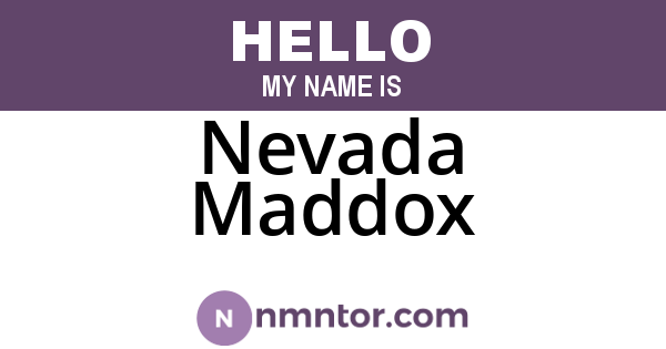 Nevada Maddox
