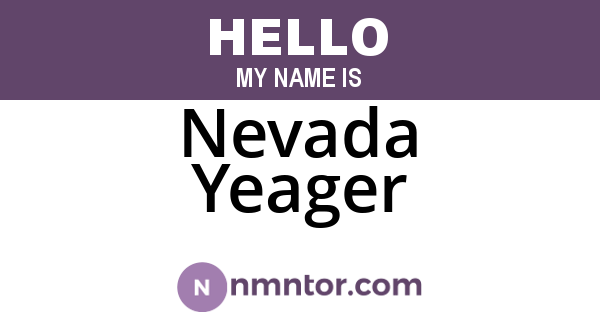 Nevada Yeager
