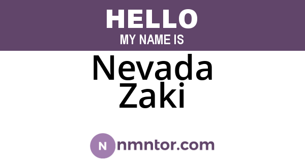 Nevada Zaki