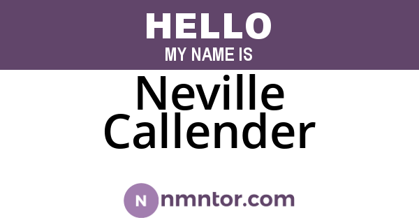 Neville Callender