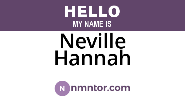 Neville Hannah