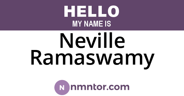 Neville Ramaswamy