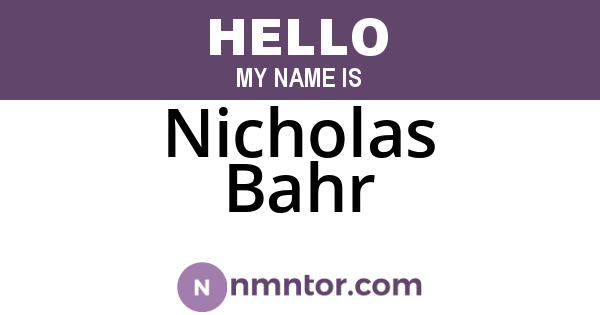 Nicholas Bahr