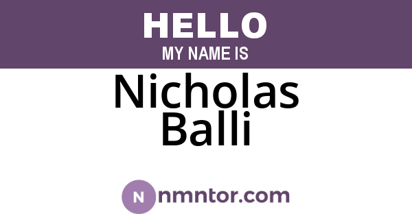 Nicholas Balli