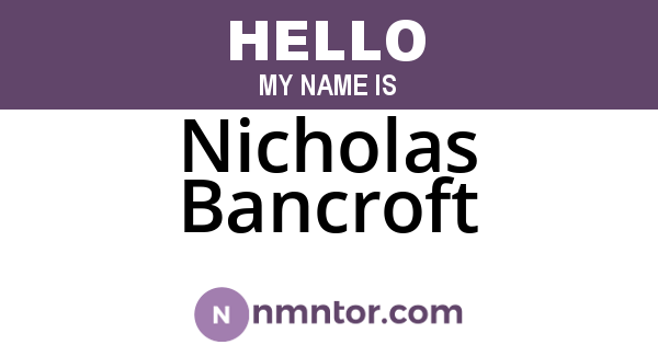 Nicholas Bancroft