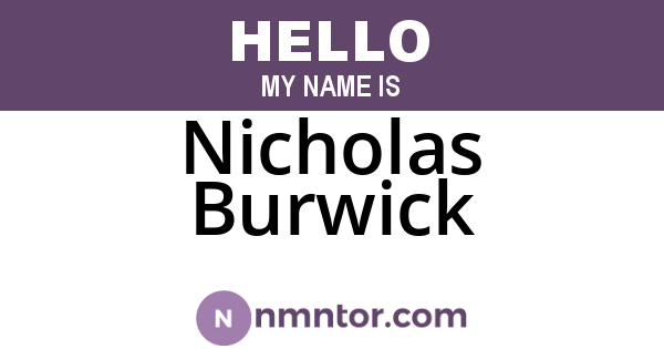 Nicholas Burwick