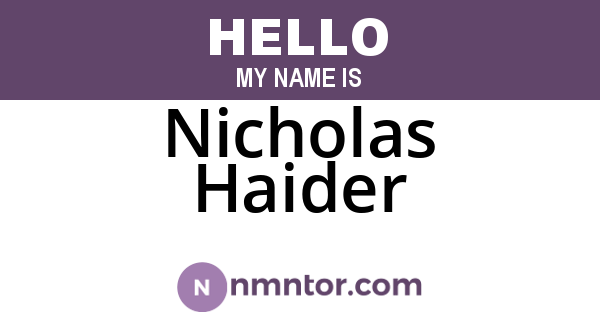 Nicholas Haider