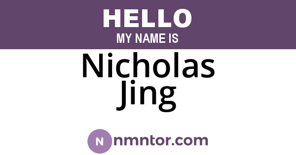 Nicholas Jing