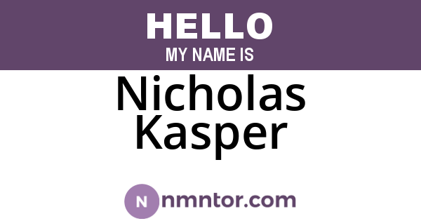 Nicholas Kasper