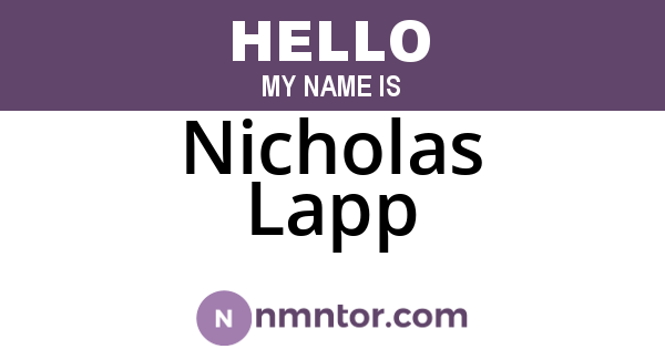 Nicholas Lapp