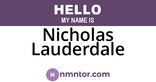 Nicholas Lauderdale