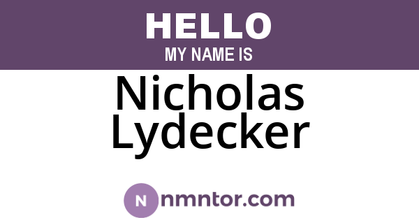 Nicholas Lydecker