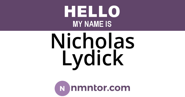 Nicholas Lydick