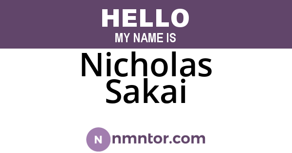 Nicholas Sakai