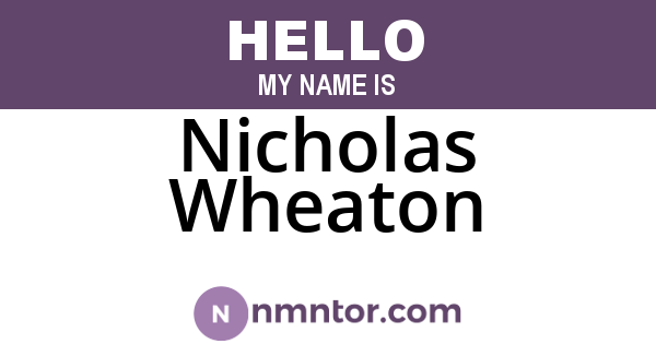 Nicholas Wheaton
