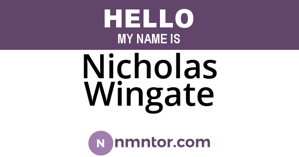 Nicholas Wingate