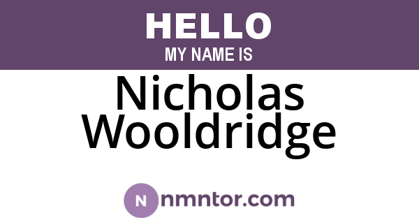 Nicholas Wooldridge