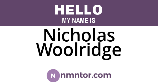 Nicholas Woolridge