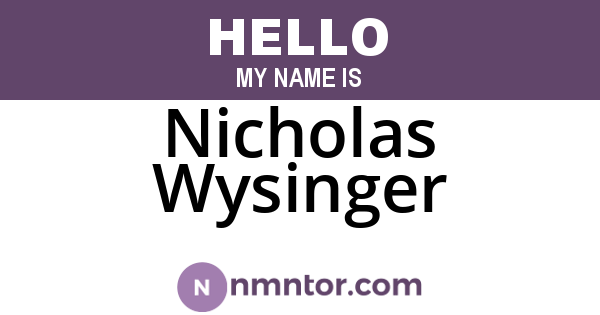 Nicholas Wysinger