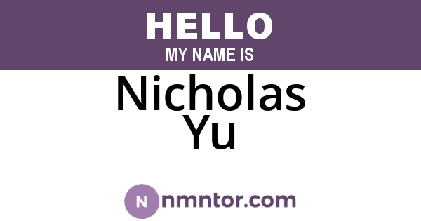 Nicholas Yu