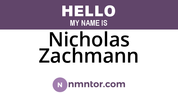 Nicholas Zachmann