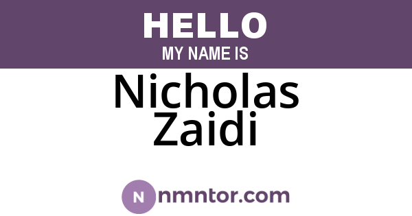 Nicholas Zaidi