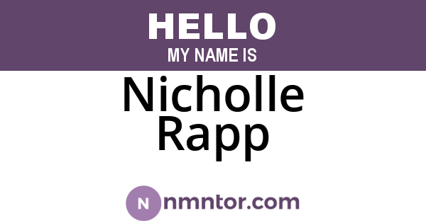Nicholle Rapp