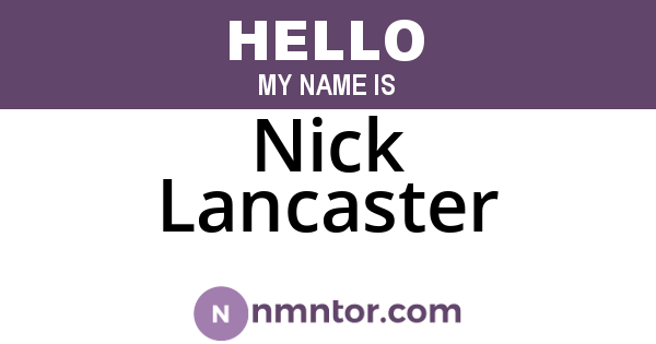 Nick Lancaster