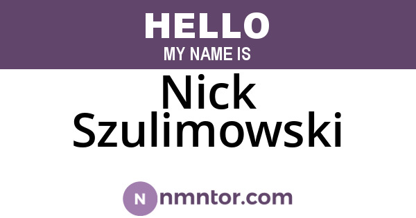 Nick Szulimowski