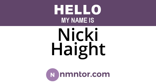 Nicki Haight
