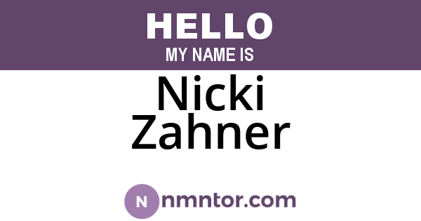 Nicki Zahner