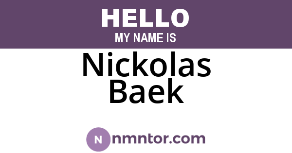 Nickolas Baek