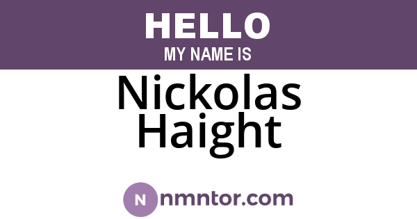 Nickolas Haight