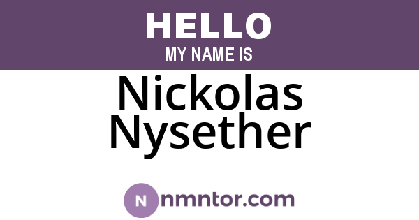 Nickolas Nysether