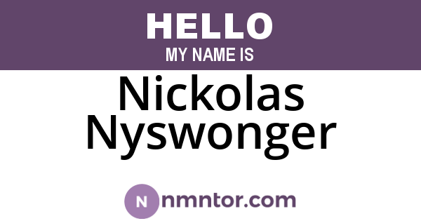 Nickolas Nyswonger