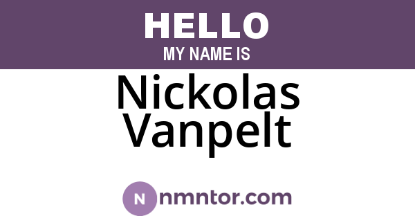 Nickolas Vanpelt