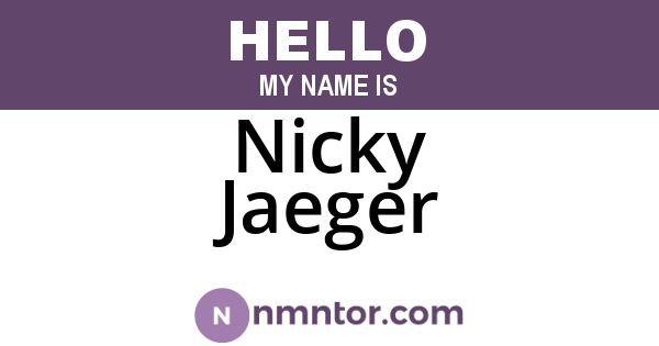 Nicky Jaeger