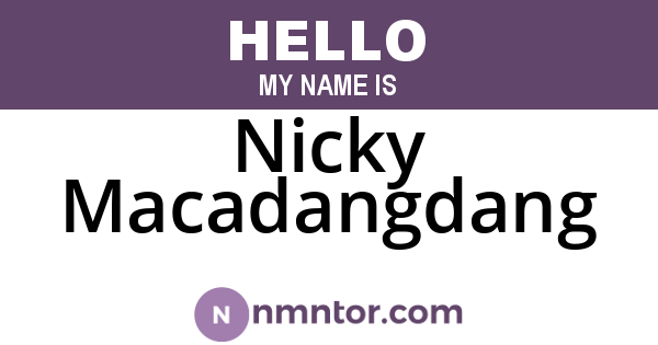 Nicky Macadangdang