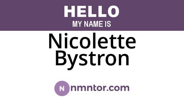 Nicolette Bystron