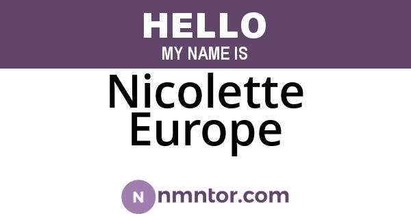 Nicolette Europe