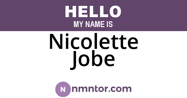 Nicolette Jobe