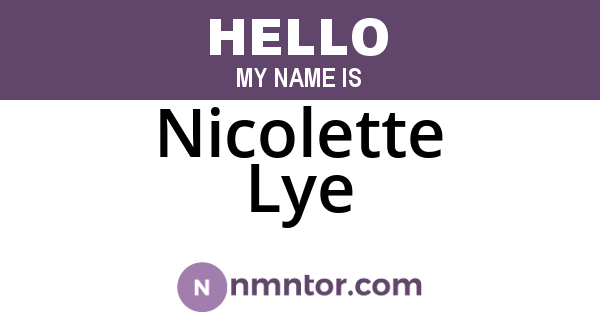 Nicolette Lye