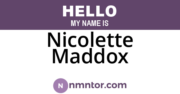 Nicolette Maddox