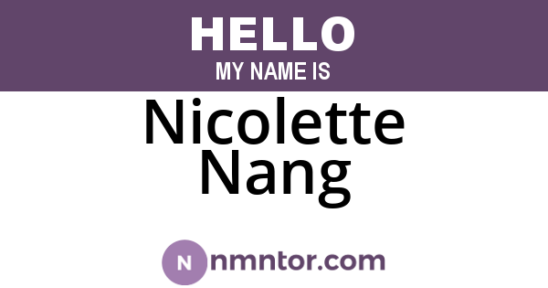 Nicolette Nang