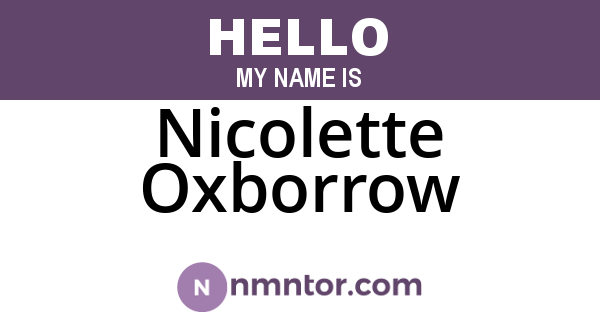 Nicolette Oxborrow