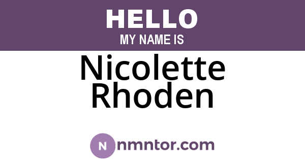 Nicolette Rhoden
