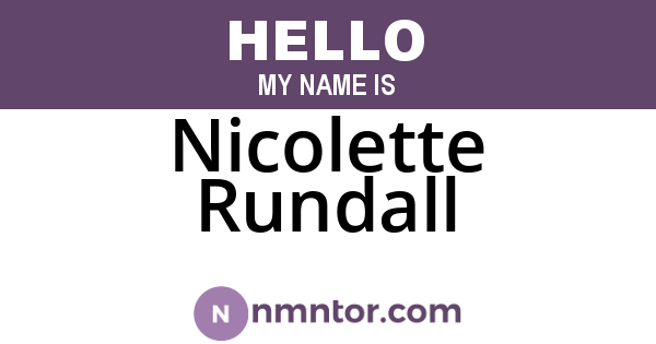 Nicolette Rundall