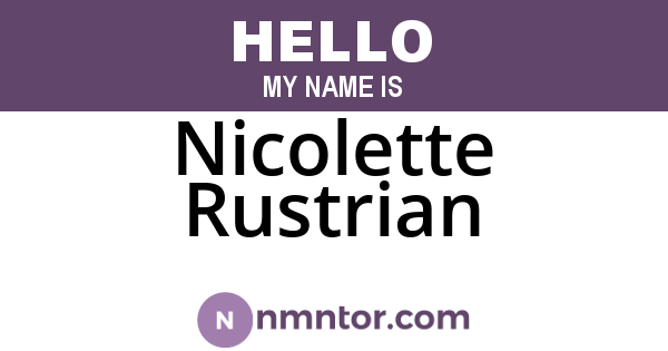 Nicolette Rustrian
