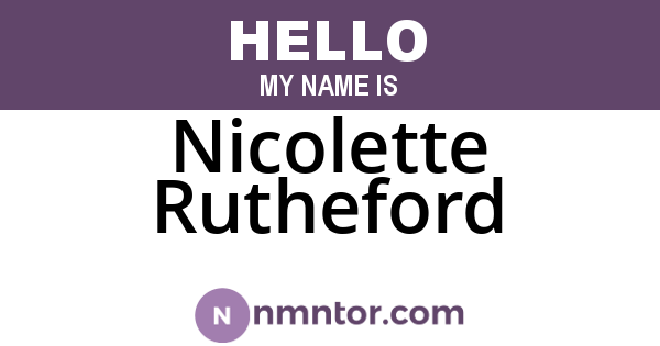 Nicolette Rutheford